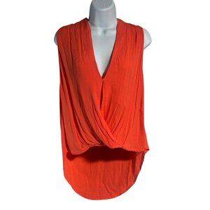 Lush Sleeveless Orange Drape Front Top Womens XS Viscose & Rayon Low Cut